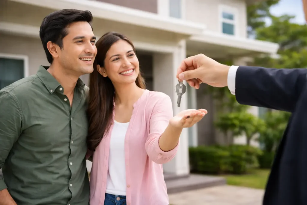 Keys Handed to Happy Couple