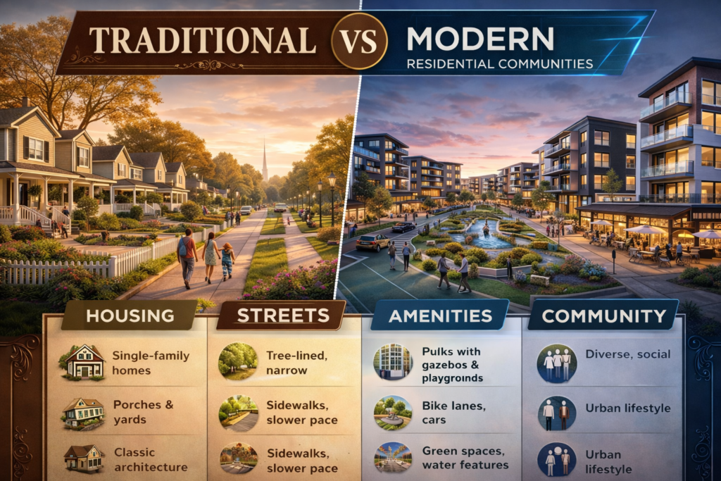 Traditional vs Modern Residential Communities